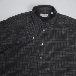 Ermenegildo Zegna Shirt Mens Large Gray Plaid Business Casual Office Preppy